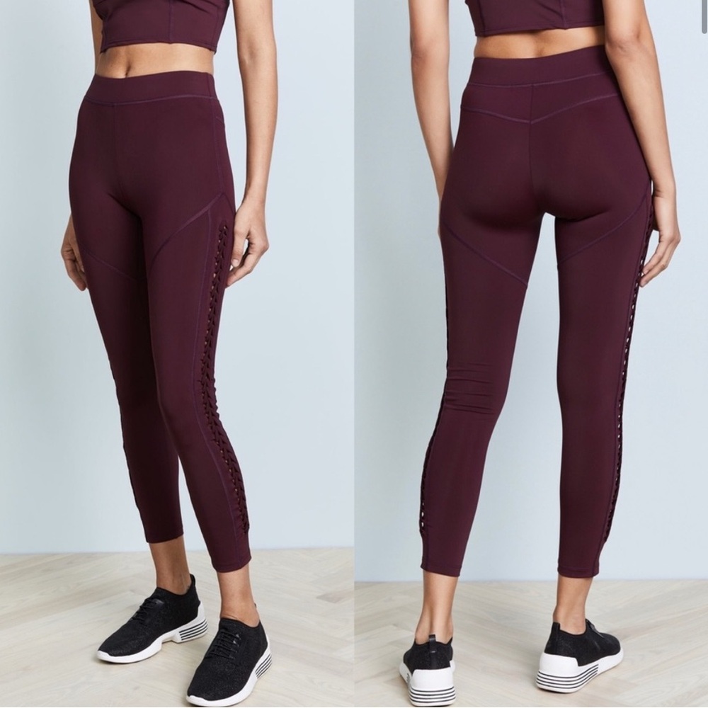 Cushnie et Ochs Leyla High Waist Burgundy Ruched Leggings Sz S